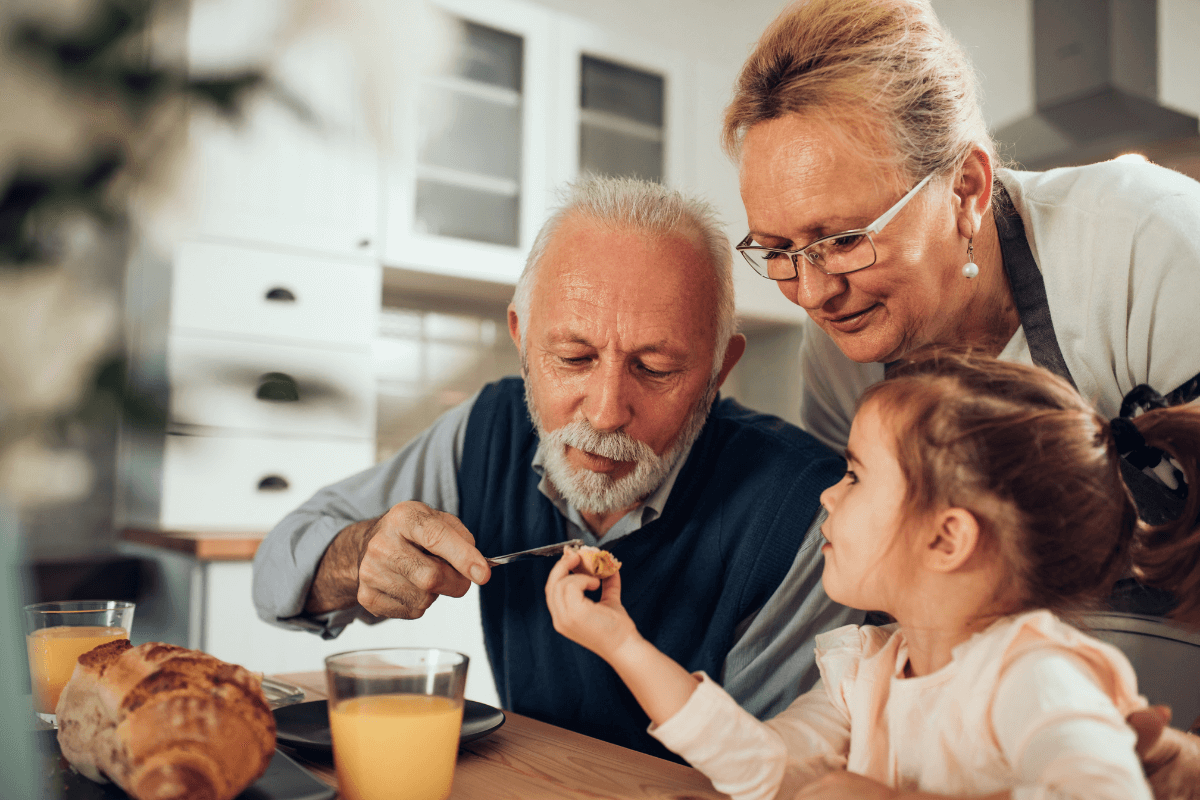 Grandparents helping grandchild eat- custody lawyer Sean Whitworth in Marietta Georgia